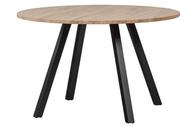 Esstisch Tablo aus Eiche, modern rundes Design, natur, pulverbeschichtetes Metallgest