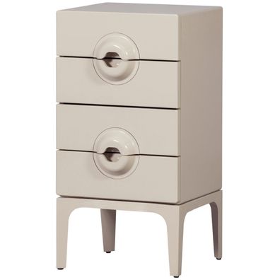 Kommode Merge aus Eukalyptusholz, Retro Chic Design, Greige, 4 Schubladen, lackiert