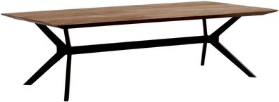Couchtisch Metropole aus Teakholz, Industrial Design, natur, rechteckig, Metallgestel