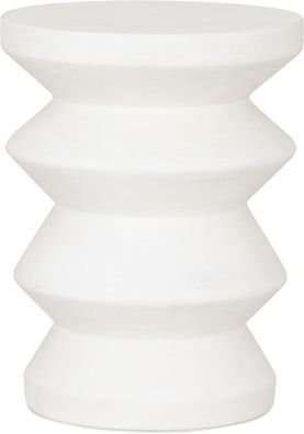 Hocker Zig Zag aus Faserzement, modern und rund, weiß, Ø 34 cm, für dein Zuhause