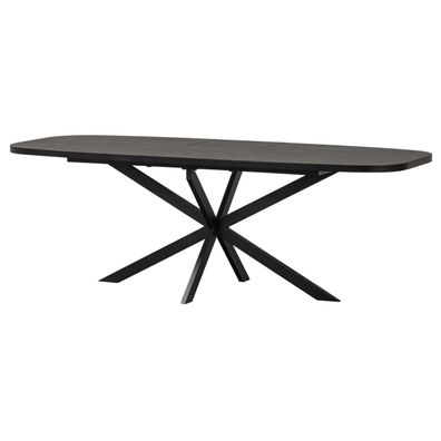 Esstisch Arros ausziehbar, MDF und Metall, modern rechteckig, schwarz, für 6-8 Person
