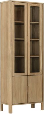 Vitrine Forte aus Teakholz, skandinavisches Design, natur, 80 cm breit, Glasfront