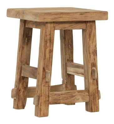 Hocker Tuscany aus Teakholz, massiv und handgefertigt, rechteckig, natur, von Must Li