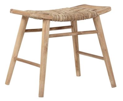 Hocker Rex aus Teakholz, skandinavischer Stil, Natur, rechteckig, Must Living, Indoor