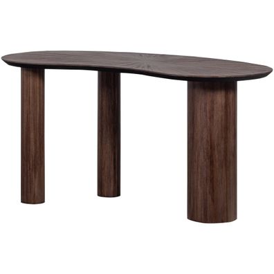 Schreibtisch Sun Teakholz, organisches Design, modern, braun mit sichtbarer Holzmaser