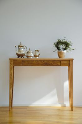 Konsole Bonny aus Eichenholz, modern skandinavisch, natur geölt, mit Schublade, 100x4