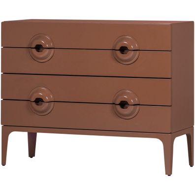 Kommode Merge aus Eukalyptusholz, moderner Retro-Stil, Altrosa, Metallbeine, 110 x 44