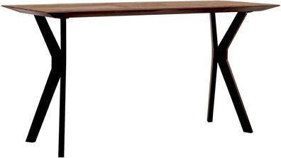Schreibtisch Metropole aus Teakholz, modernes Industrial Design, natur, Metallgestell