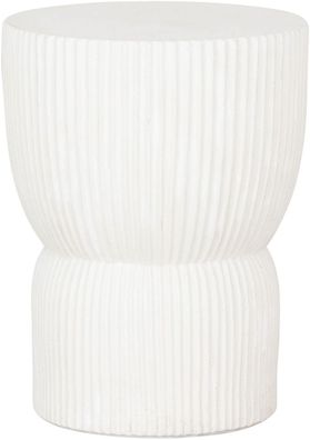 Hocker Fluted aus Faserzement, modern rundes Design, weiß, Ø 30 cm, für Indoor