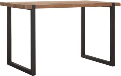 Bartisch Beam aus recyceltem Teakholz, modernes Design, Natur, Metallgestell Schwarz,