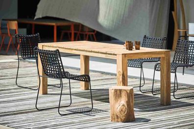 Gartenstuhl In/Out aus Metall, modernes Kufengestell, gepolstert, schwarz, robust und