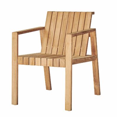 Gartensessel Manti aus Teakholz, modern massiv, Outdoor geeignet, braun, natürliche H