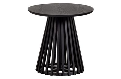 Beistelltisch Slats High, Kiefernholz MDF, modern skandinavisch, rund in Schwarz, lac