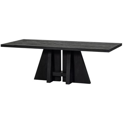 Esstisch Kean aus Mangoholz, modern rechteckig, schwarz, 220x100 cm, für 8?10 Persone