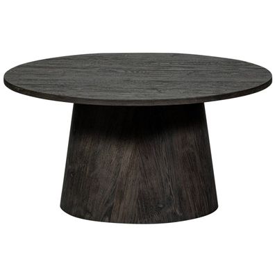 Couchtisch Ativ aus Holz, modern skandinavisch, rund in Dunkelbraun, Ø 80 cm