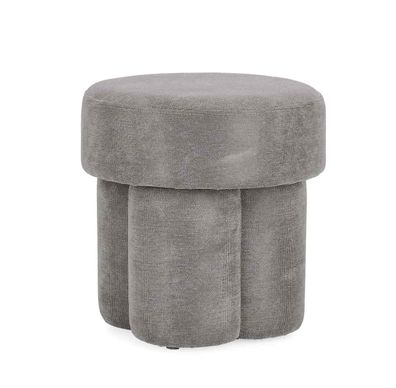 Hocker Adlenga aus Stoff, modern und komfortabel, rund, grau, vielseitig für dein Zuh