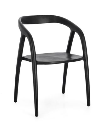 Esszimmerstuhl Yotti aus Teakholz, skandinavisches Design, schwarz, lackierte Oberflä