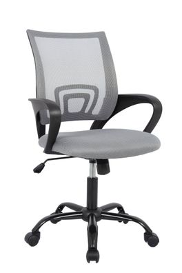 Bürostuhl Zerejan mit Armlehne, höhenverstellbar, modern, gepolstert, Stoff grau, mit