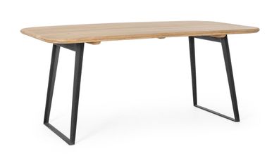 Esstisch Shikna aus Mangoholz, rechteckig, moderner Industrial Stil, Natur, Metallges