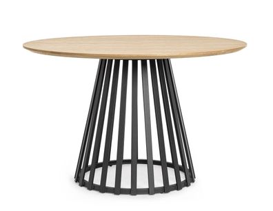 Esstisch Nalli aus Holz, modernes Design, rund Ø 120 cm, Gestell Schwarz, für 4?6 Per
