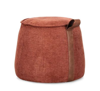 Pouf Alinaras aus Chenille-Stoff, klassischer Stil, rund, Farbe Ginger, komfortabel g