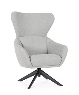 Drehsessel Yelia aus Stoff, modernes Design, grau, drehbar, gepolstert, Metallgestell