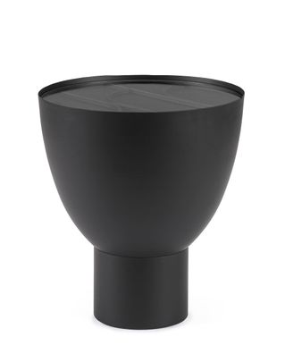 Couchtisch Eichara aus Metall und Glas, modern rund, Schwarz, Ø 40 cm, mittelfuß