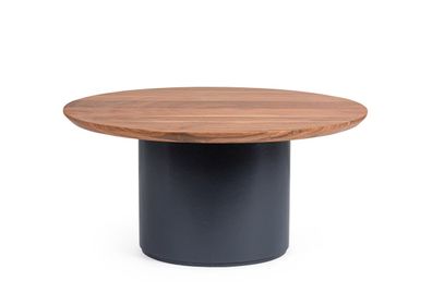 Couchtisch Sajo aus Akazienholz, modern rundes Design, Dunkelblau Natur, Ø 70 cm