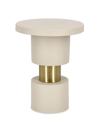 Beistelltisch Tulmi aus Metall, rundes Design, hellgrau matt, moderner Stil, von Bizz