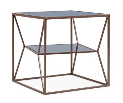 Couchtisch Adryna aus Metall und Glas, modern, dunkelbronze, 45x45 cm, quadratisch