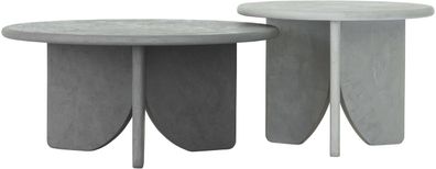 Couchtisch Melo 2er Set aus Mortex, modern rundes Design, frost hellgrau, für Dein Wo