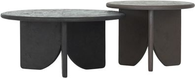 Couchtisch Melo 2er Set aus Mortex, modern rundes Design, Farbe Pepper, für Dein Wohn