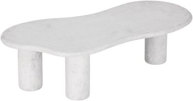 Couchtisch Curva aus Mortex, organisches Design, modern, Chalk Hellgrau, 130x69 cm
