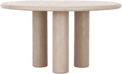 Esstisch Clio rund aus Mortex, modern, sandfarben, für 4 Personen, Ø 140 cm