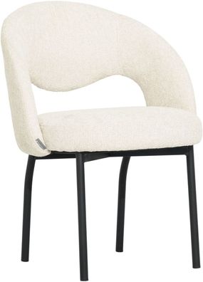 Esszimmerstuhl Arca aus Stoff, modern, Natur, gepolstert mit schwarzem Metallgestell