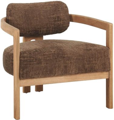 Sessel Kelly aus Stoff, skandinavischer Stil, gepolstert, Haselnussbraun und Natur