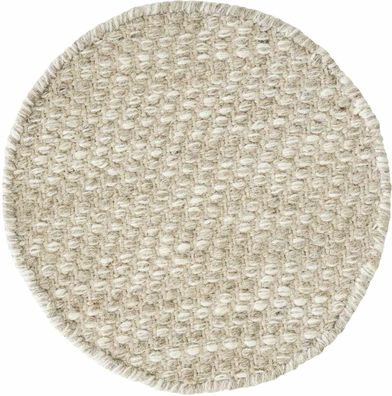 Teppich Asuri aus Wolle und Baumwolle, modern rund, Sand, Ø 150 cm, pflegeleicht für
