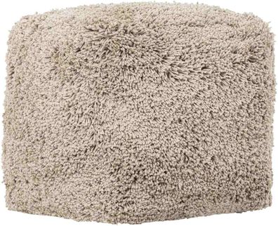Pouf Celeste aus Stoff, modern gepolstert, quadratisch, taupe, komfortabler Sitz für