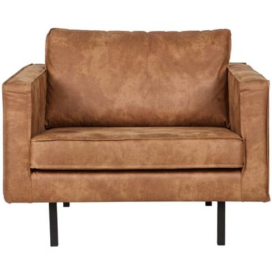 Sessel Rodeo aus Kunstleder, modernes Design, cognac, komfortabel gepolstert, Metallg