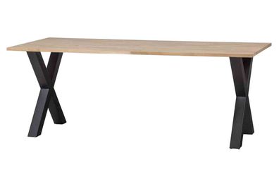 Esstisch Tablo Eiche, X-Gestell aus Metall, modern rechteckig, natur, 220 cm, für 6?8