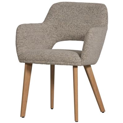 Esszimmerstuhl Murat aus Chenille-Stoff, skandinavisches Design, Natur, weich gepolst