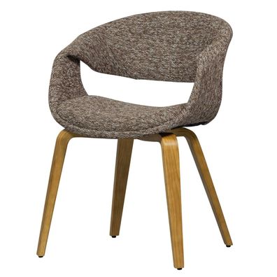 Esszimmerstuhl Yossi aus Webstoff, modernes Design, Holzgestell natur, gepolstert in