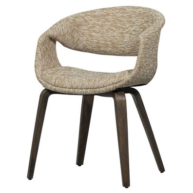Esszimmerstuhl Yossi aus Webstoff, modernes Design, sand und dunkelbraun, gepolstert,