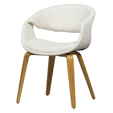 Esszimmerstuhl Yossi aus Webstoff, skandinavisches Design, gepolstert, natur, Holzges