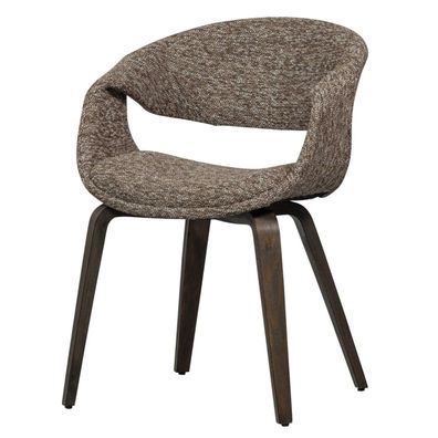 Esszimmerstuhl Yossi aus Webstoff, modern und gepolstert, braun und dunkelbraun, Gest