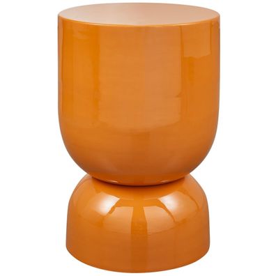 Beistelltisch Hekla aus Metall, Retro Chic Design, orange, rund, hochglänzend lackier