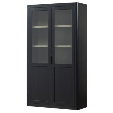 Vitrine Gunnar aus Kiefernholz, skandinavisches Design, schwarz lackiert, 2 Türen, 4