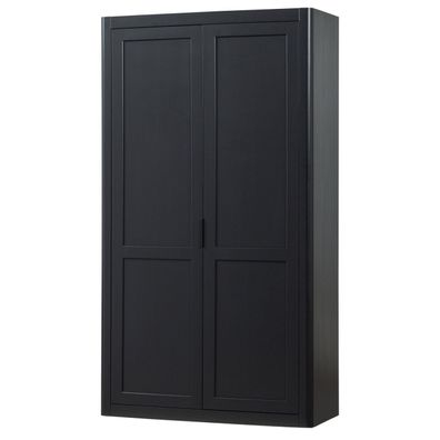 Schrank Gunnar aus Kiefernholz, modernes Design, Schwarz, mit 2 Türen und 5 Fächern