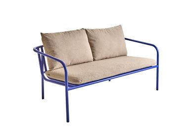Gartensofa Bendt aus Aluminium und Teddy-Olefin Stoff, skandinavisch, Indigo Blau, in