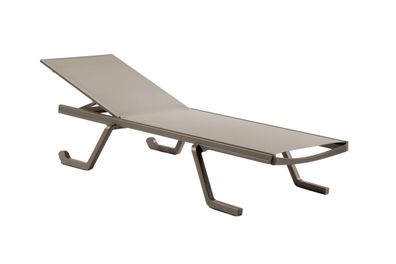 Gartenliege Podio von Brafab aus Resin und Textilene, modern, Beige, mit Rollen und v
